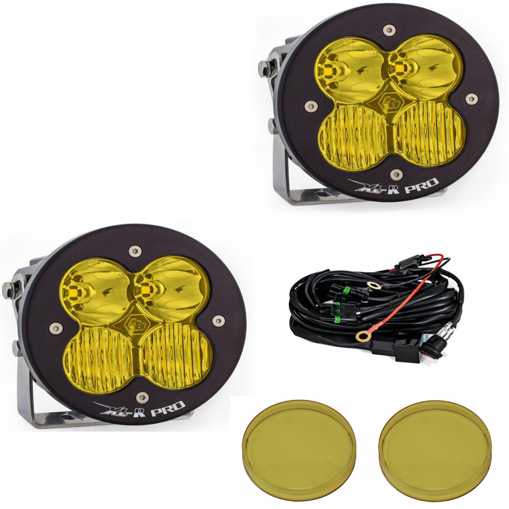 Image of Baja Designs XL-R Pro Driving/Combo Amber Light Pod Kit w/ Wiring & Amber Guards