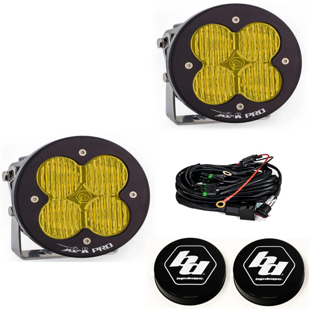 Image of Baja Designs XL-R Pro Wide Cornering Amber Light Pod Kit w/ Wiring & Rock Guards