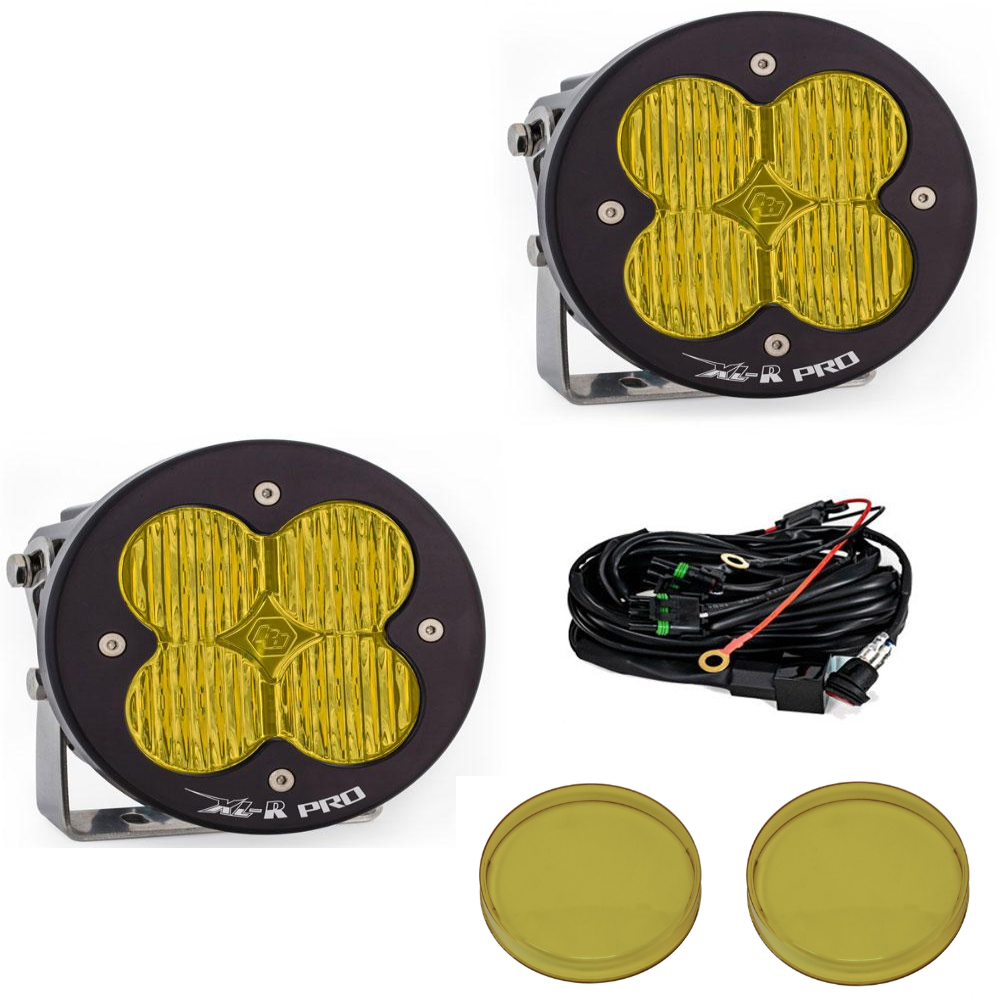 Image of Baja Design XL-R Pro Wide Cornering Amber Light Pod Kit w/ Wiring & Amber Guards