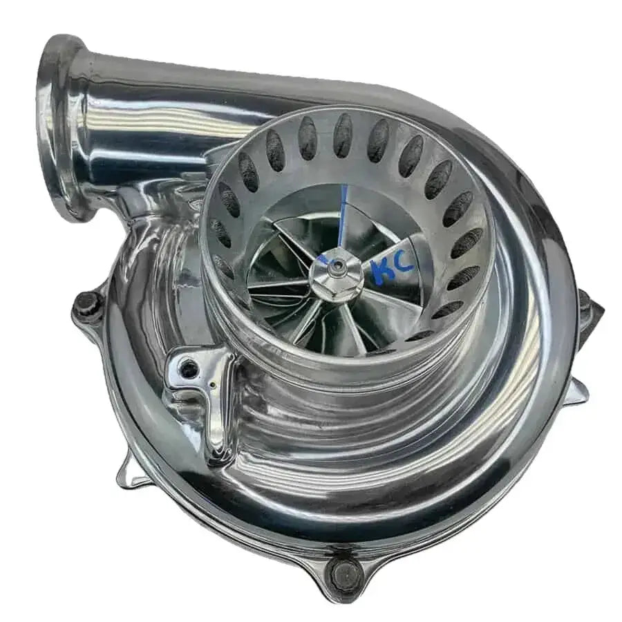 Image of KC Polished 63/73 Turbo - 1.0 AR - 3.5" Metal CCV For 94-98 Ford 7.3 Powerstroke