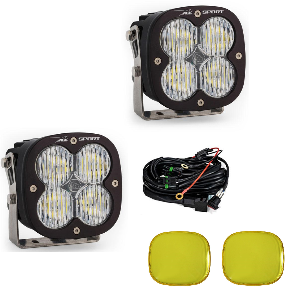 Image of Baja Design XL Sport Clear Wide Cornering Light Pod Kit w/ Wiring & Amber Guards