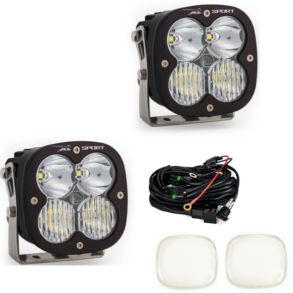 Image of Baja Designs XL Sport Clear Driving/Combo Light Pod Kit w/ Wiring & Clear Guards
