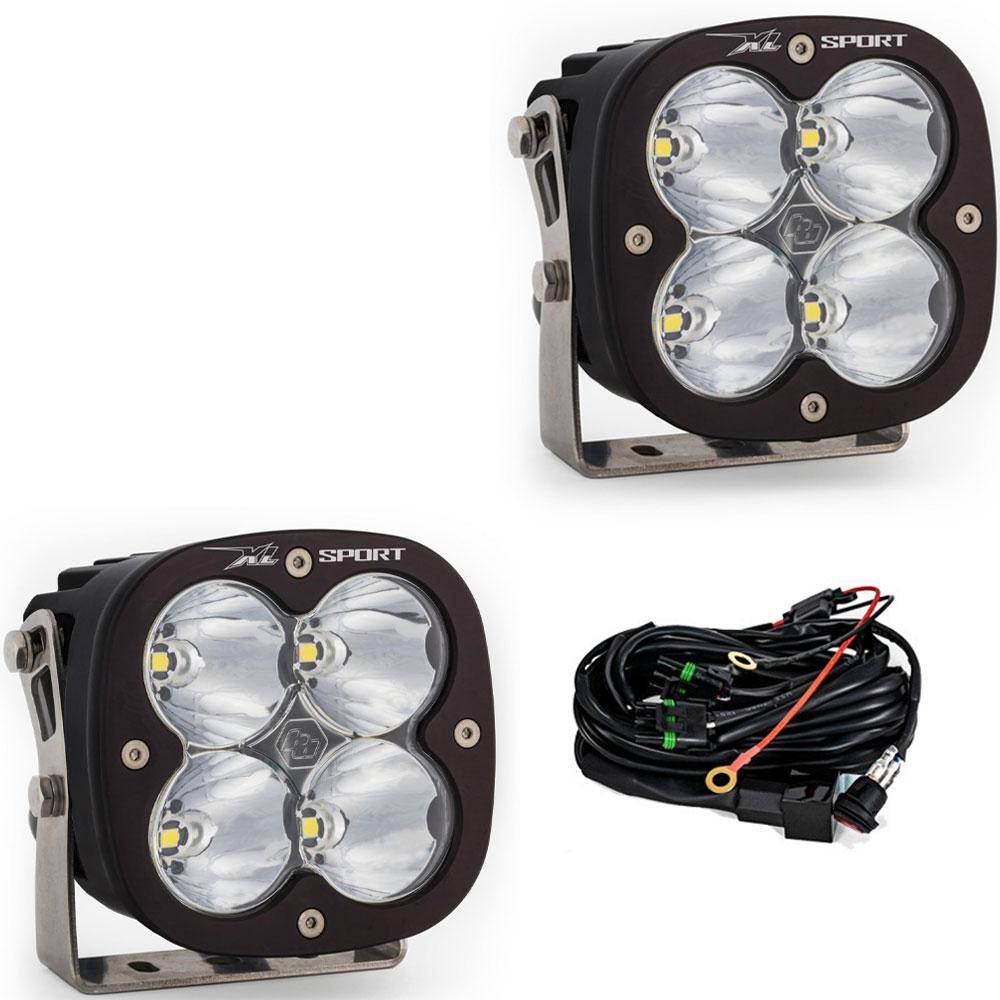 Image of Baja Designs XL Sport Clear Spot LED Light Pod Kit w/ Wiring & Clear Rock Guards