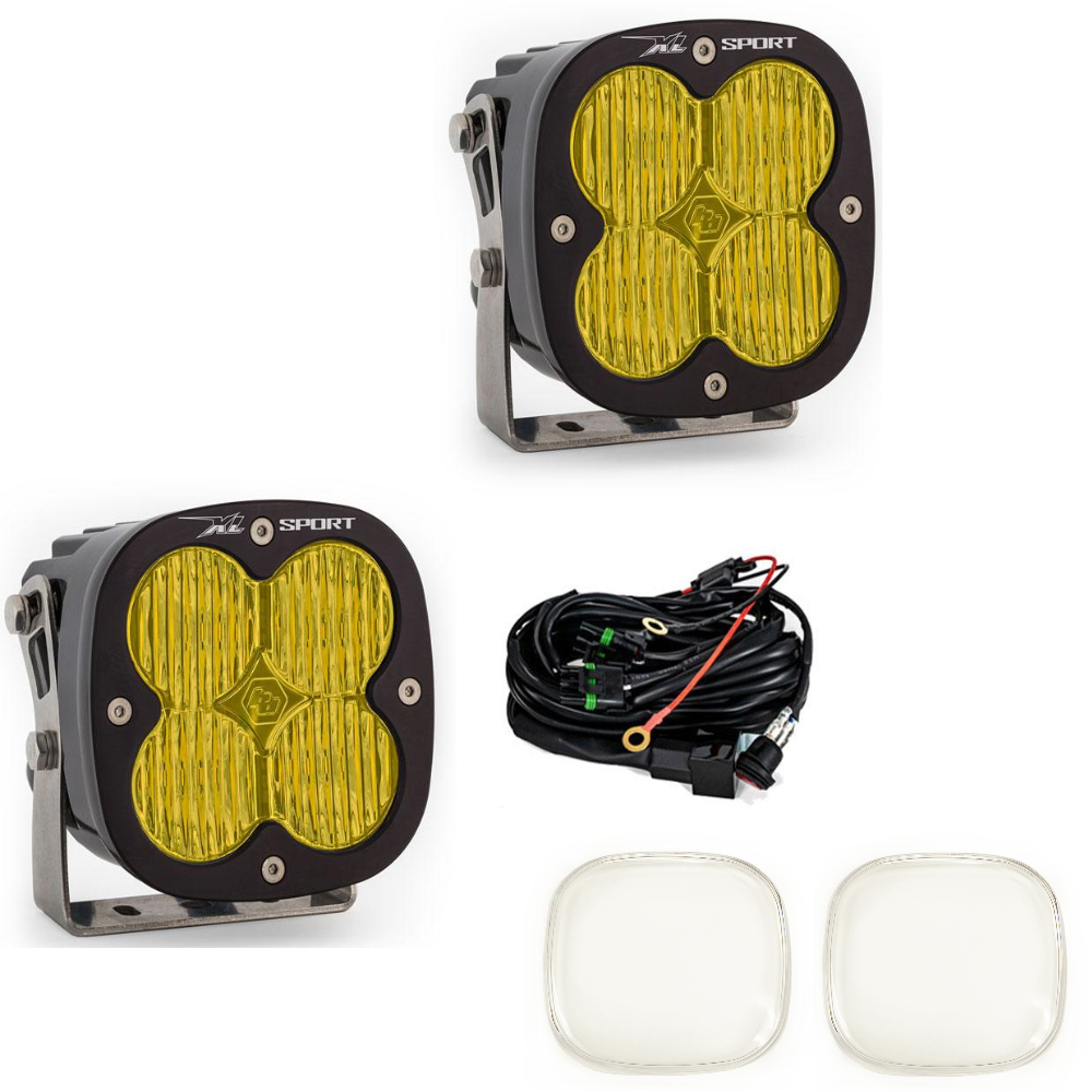 Image of Baja Designs XL Pro Wide Cornering Amber Light Pod Kit w/ Wiring & Rock Guards