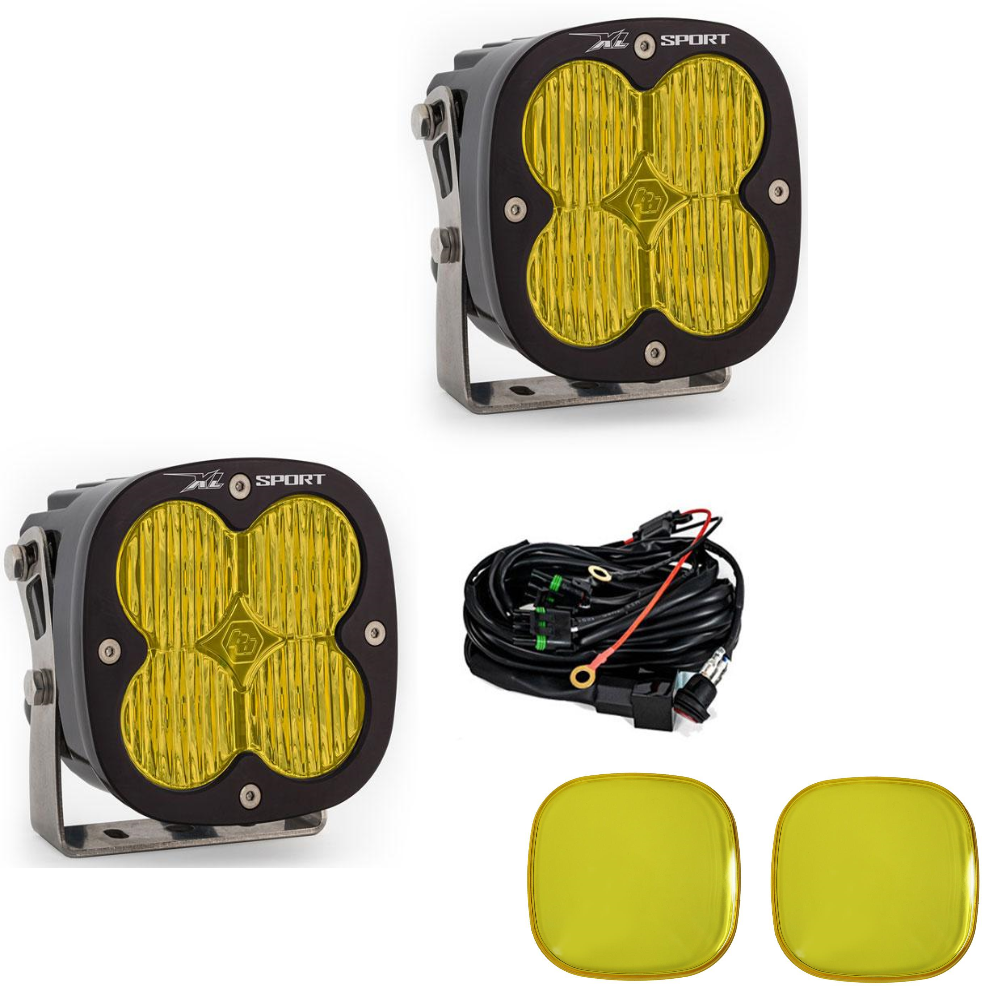 Image of Baja Designs XL Pro Wide Cornering Amber Light Pod Kit w/ Wiring & Rock Guards