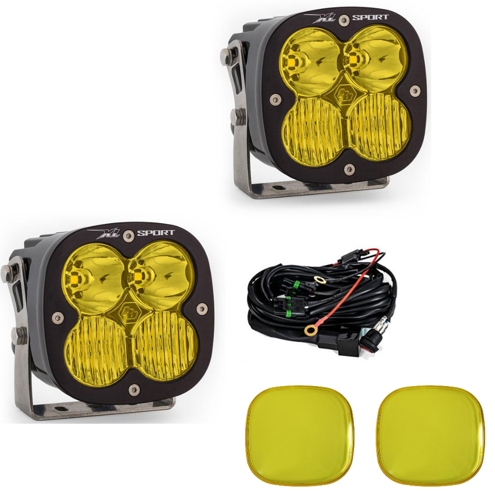 Image of Baja Designs XL Pro Driving/Combo Amber Light Pod Kit w/ Wiring & Rock Guards