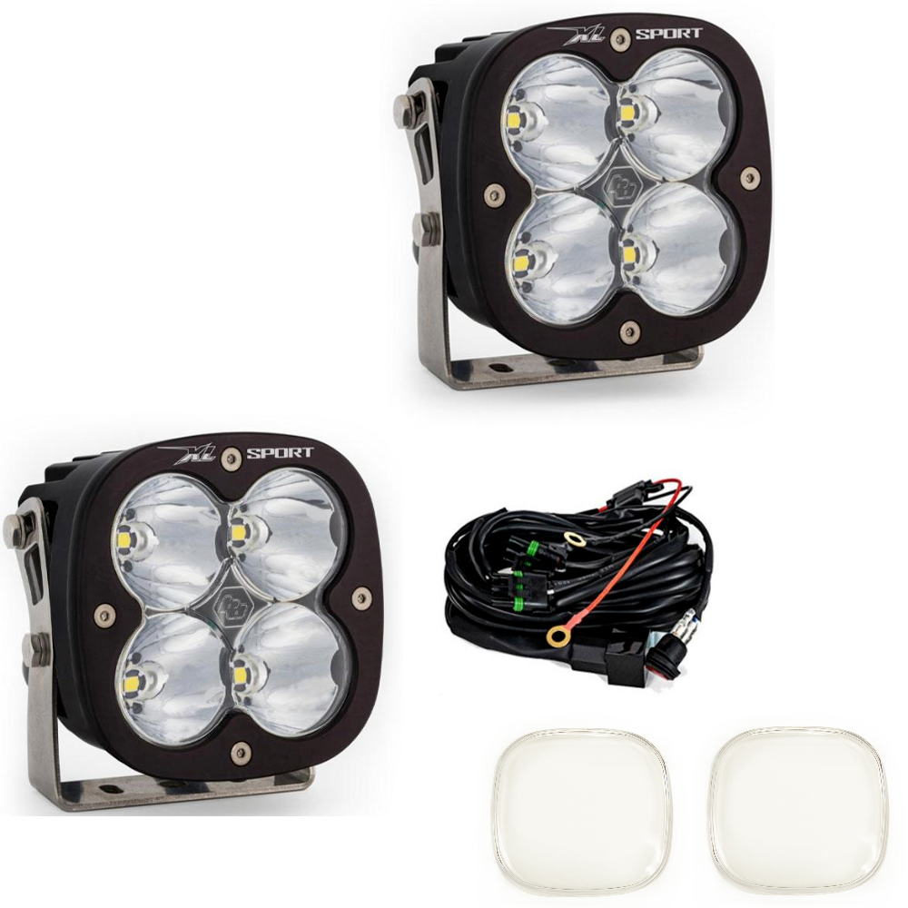 Image of Baja Designs XL Racer Edition LED Light Pod Kit w/ Wiring & Clear Rock Guards