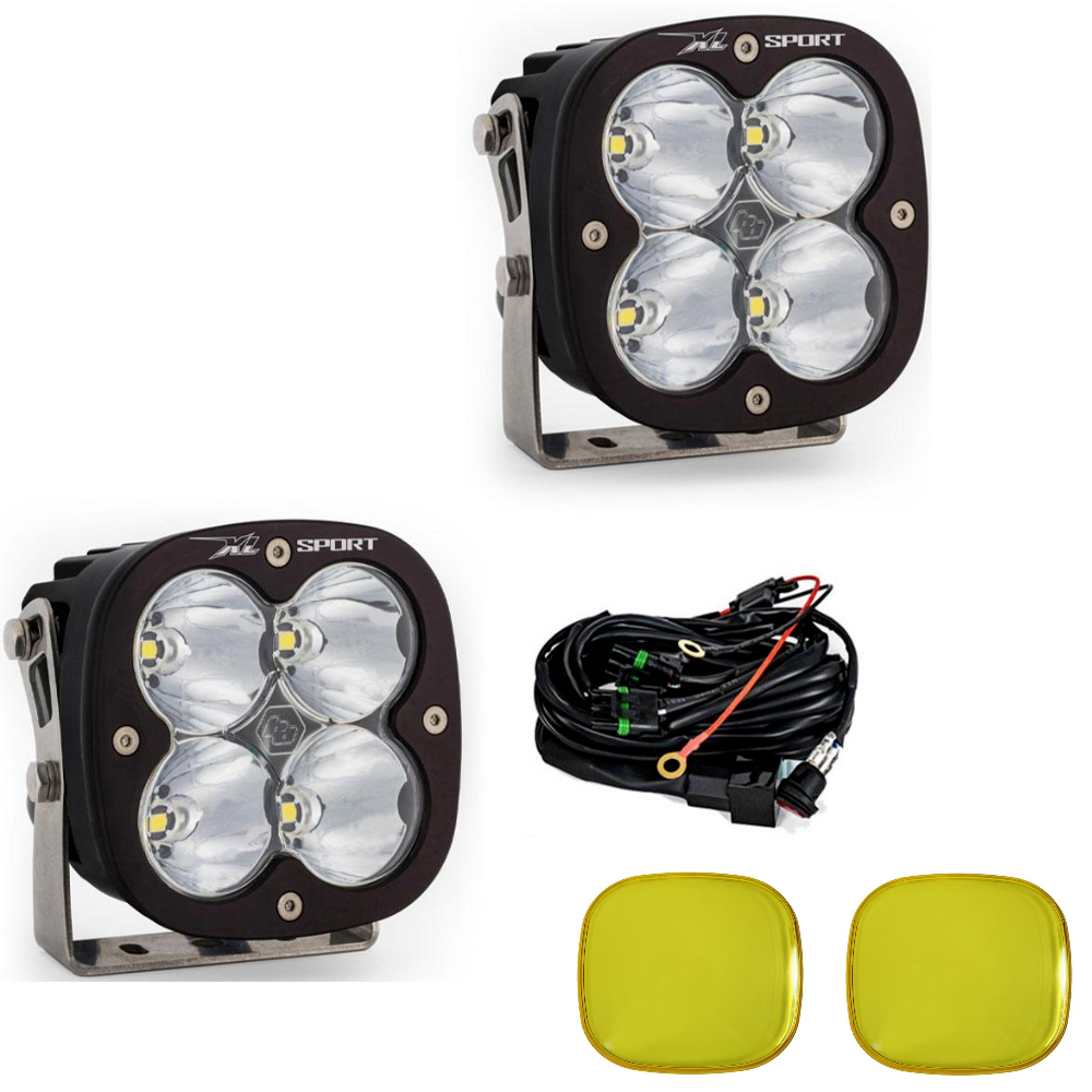 Image of Baja Designs XL Racer Edition LED Light Pod Kit w/ Wiring & Amber Rock Guards