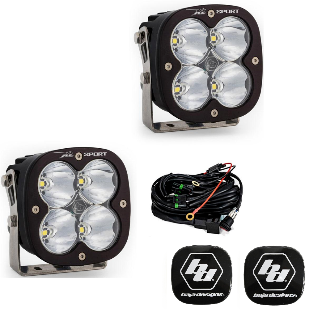 Image of Baja Designs XL Racer Edition LED Light Pod Kit w/ Wiring & Black Rock Guards