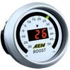 Image of AEM 30-35psi Boost Display Gauge- Black & Silver Bezel - Black & White Faceplate