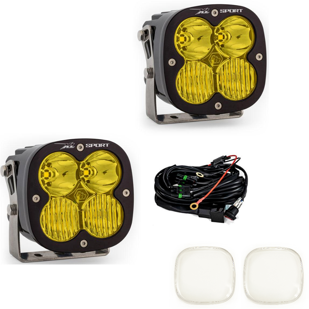 Image of Baja Designs XL80 LED Driving/Combo Amber Light Pod Kit w/ Wiring & Rock Guards