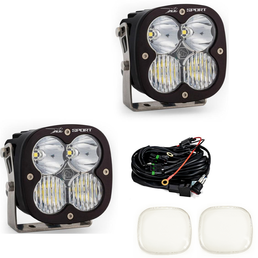 Image of Baja Designs XL80 Driving/Combo LED Light Pod Kit w/ Wiring & Clear Rock Guards