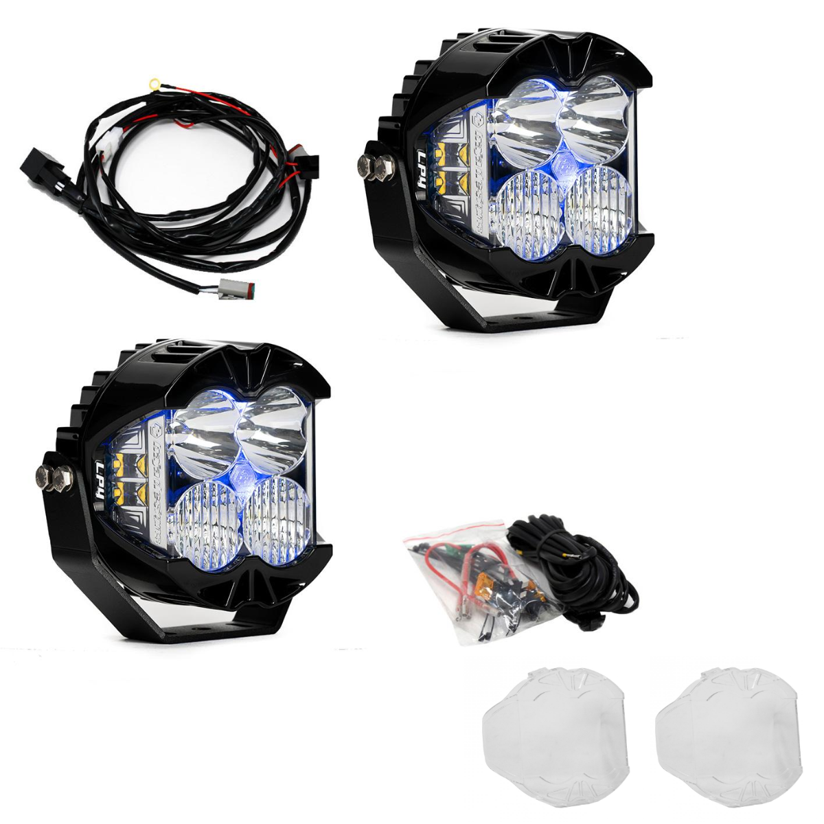 Image of Baja Designs LP4 Pro Driving/Combo Pod Kit w/ Blue Backlight-Wiring-Rock Guards