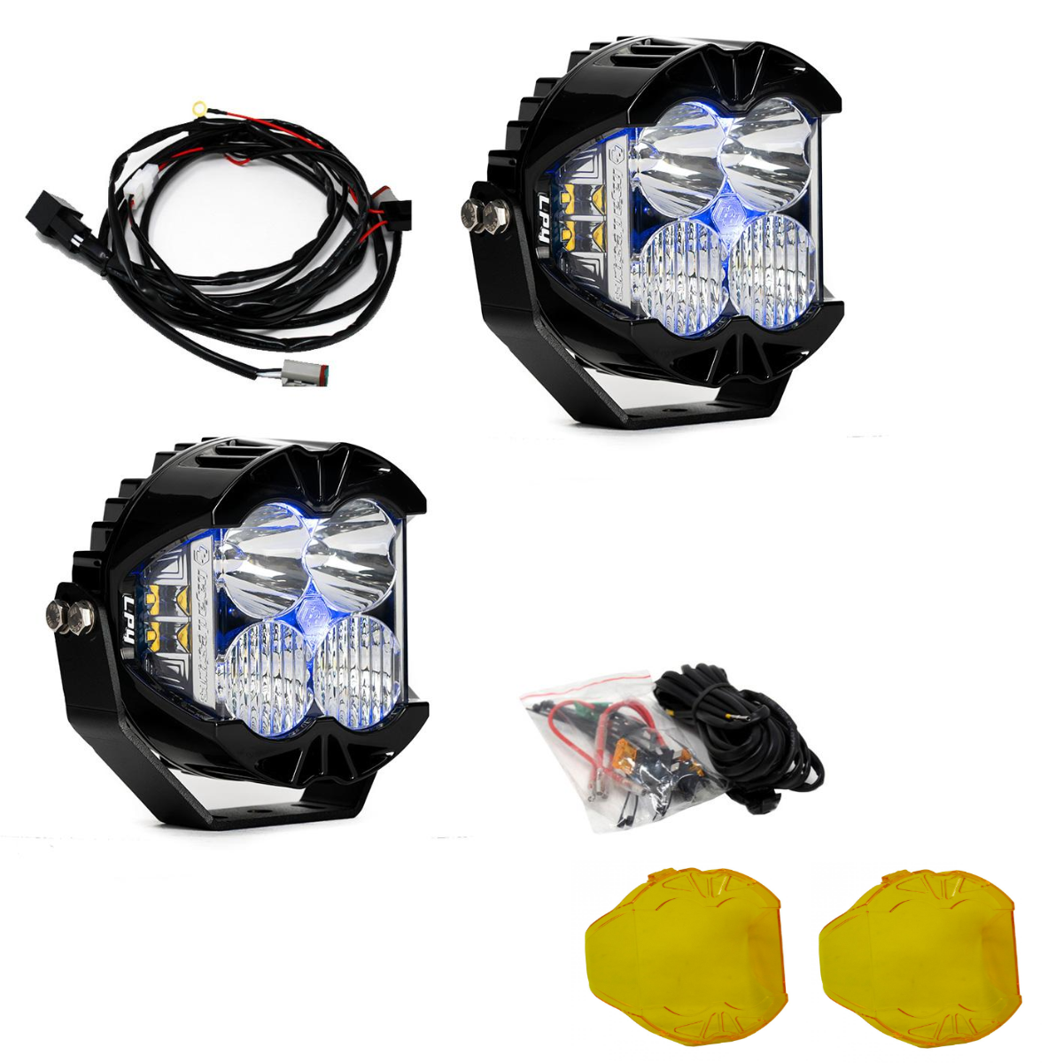 Image of Baja Designs LP4 Pro Driving/Combo Pod Kit w/ Blue Backlight-Wiring-Rock Guards
