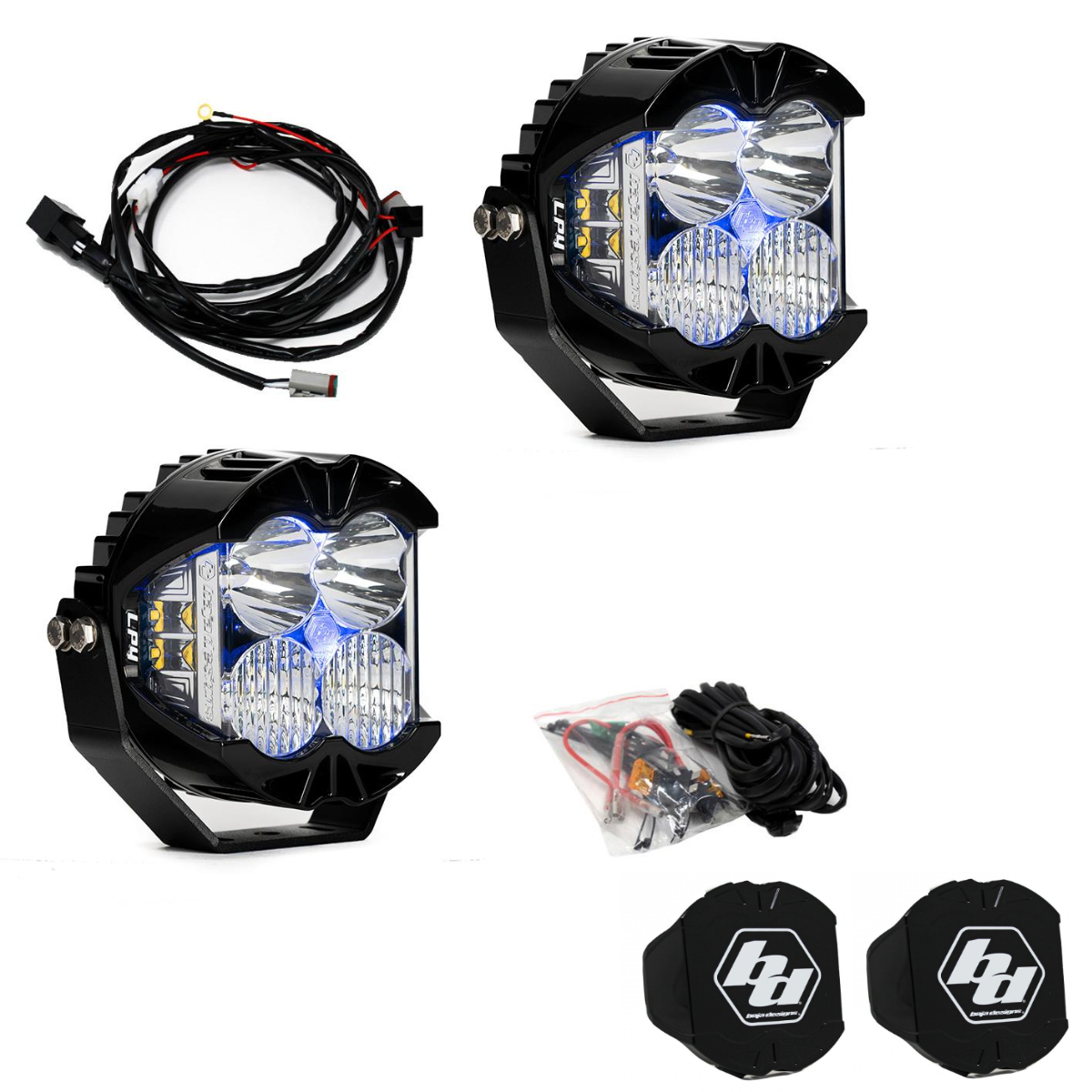 Image of Baja Designs LP4 Pro Driving/Combo Pod Kit w/ Blue Backlight-Wiring-Rock Guards