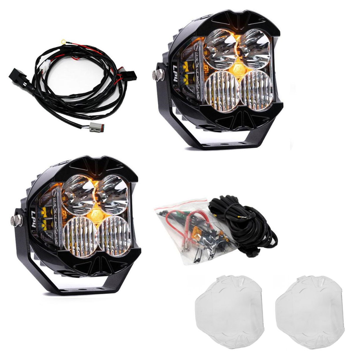 Image of Baja Designs LP4 Pro Driving/Combo Pod Kit w/ Amber Backlight-Wiring-Rock Guards