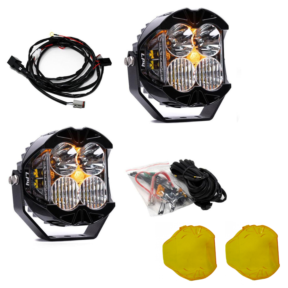 Image of Baja Designs LP4 Pro Driving/Combo Pod Kit w/ Amber Backlight-Wiring-Rock Guards