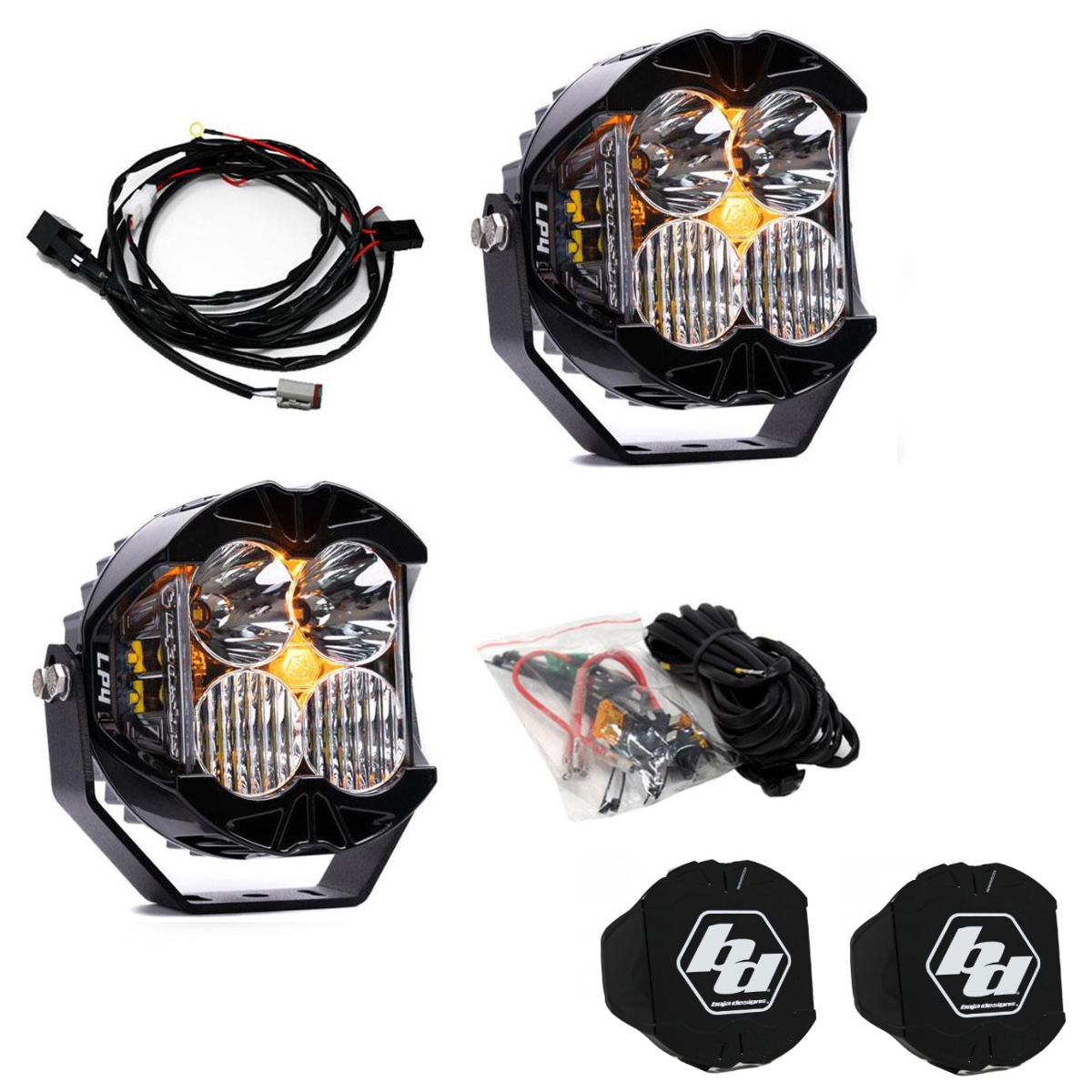 Image of Baja Designs LP4 Pro Driving/Combo Pod Kit W/ Amber Backlight-Wiring-Rock Guards