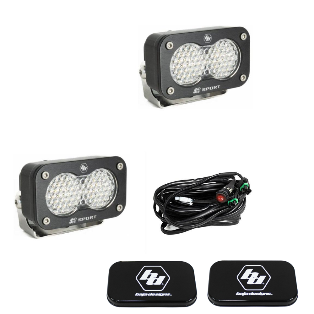 Image of Baja Designs S2 Sport Clear Work/Scene LED Light Pod Kit w/ Wiring & Rock Guards
