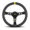 Image of Momo MOD. 07 350mm Steering Wheel w/ Black Leather - Black Spoke - Yellow Stripe