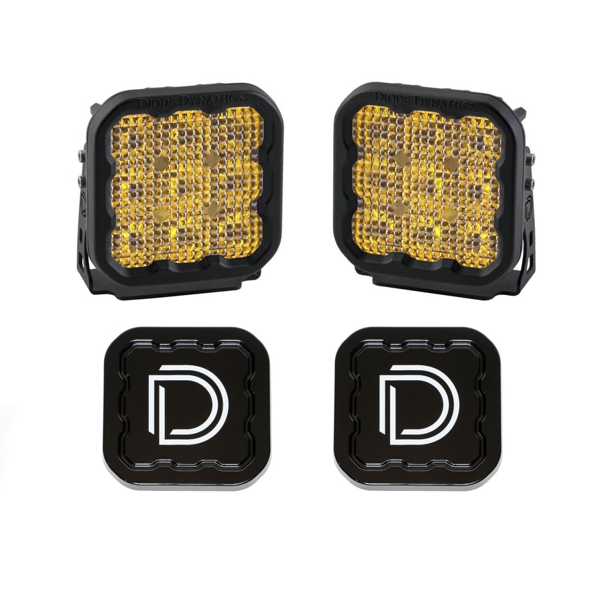 Image of Diode Dynamics SS5 Amber Pro Universal Flood Light Pod Kit w/ Black Lens Covers