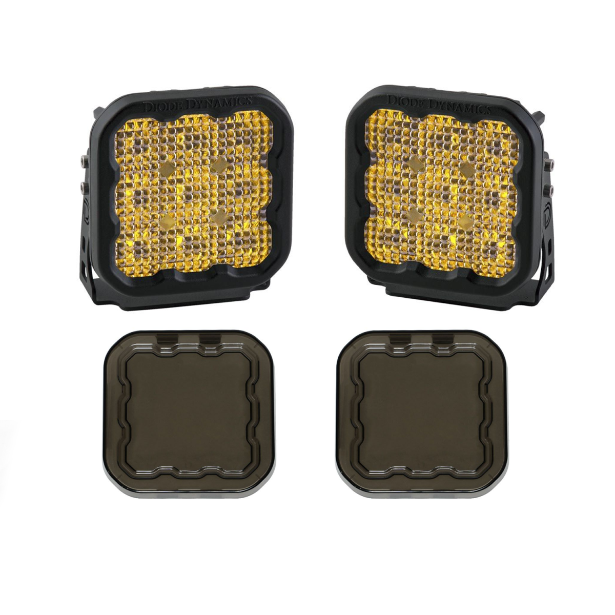 Image of Diode Dynamics SS5 Amber Pro Universal Flood Light Pod Kit w/ Smoked Lens Covers