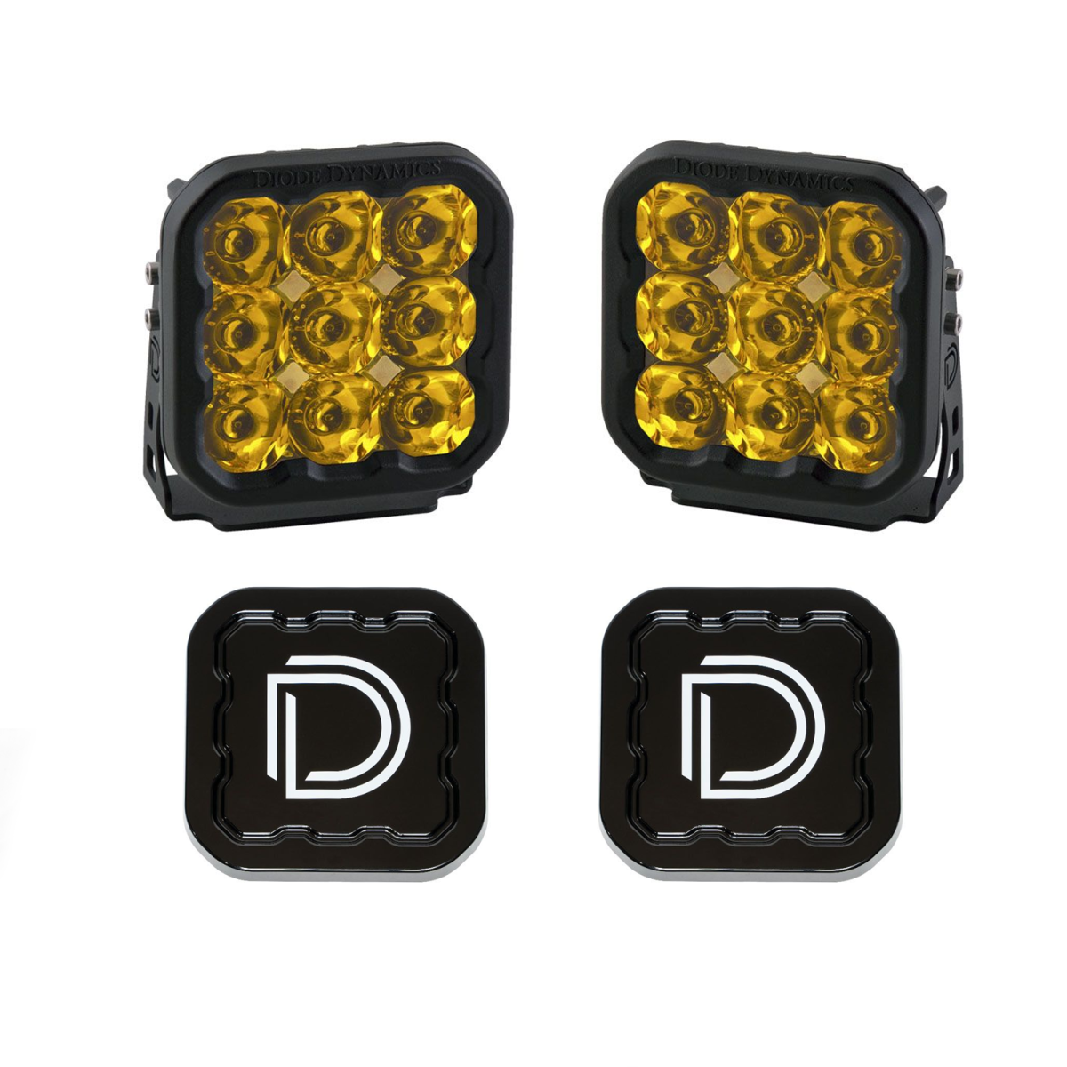 Image of Diode Dynamics SS5 Amber Pro Universal Spot Light Pod Kit w/ Black Lens Covers