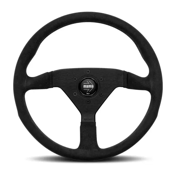 Image of Momo Montecarlo 350mm Lightweight Aluminum Black Alcantara Racing Steering Wheel
