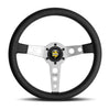 Image of Momo Prototipo 350mm Lightweight Brushed Aluminum Black Leather Steering Wheel