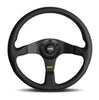 Image of Momo Tuner 320mm Steering Wheel w/ Black Leather & Red Stitching