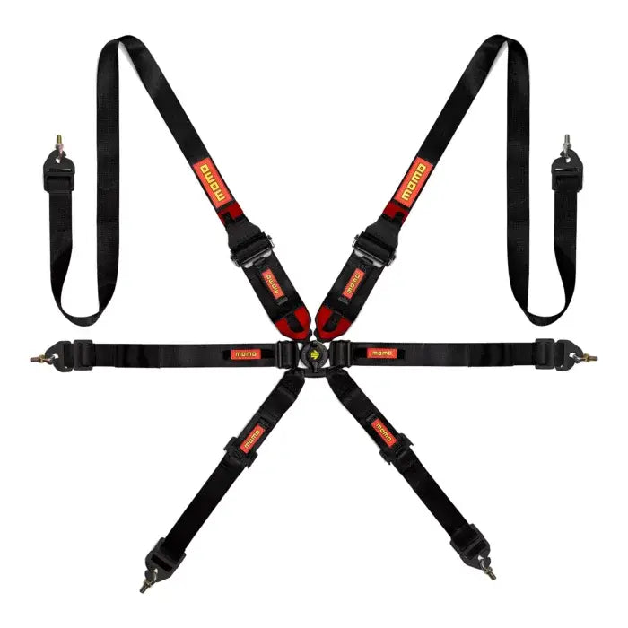 Image of Momo Six-Point Black Camlock Harness/Seat Belt Bypass/Clip-In Kit - Universal