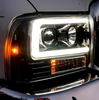 Recon Smoked Projector Headlights w/ OLED U-Bar For 2005-2007 Ford Super Duty