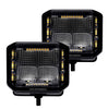 Go Rhino Go Rhino750700322FCS - Blackout Combo Series Lights - Pair of 4x3 Cube Sideline LED Flood Lights W/Amber - Black 750700322FCS