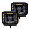Go Rhino Go Rhino750700322SCS - Blackout Combo Series Lights - Pair of 4x3 Cube Sideline LEDSpot Lights W/ Amber - Black 750700322SCS