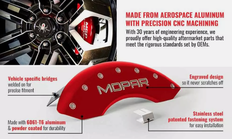 MGP Caliper Covers 10197SMGPRD MGP Red Caliper Covers - Engraved Front Rear Set Of 4 14371