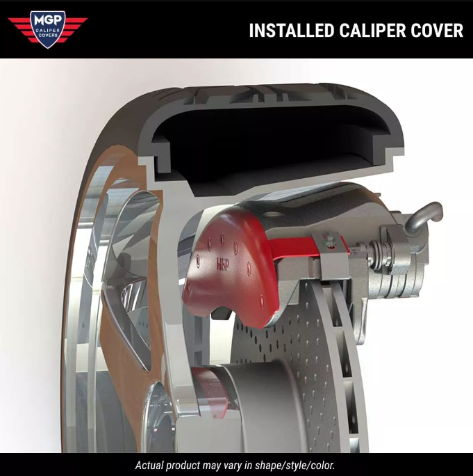 MGP Black Caliper Covers Front & Rear Set For 2015-2020 GMC Yukon