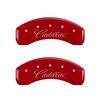 MGP Red Caliper Covers Front & Rear Set Cursive For 2021-2024 Cadillac Escalade