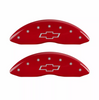 MGP Red Caliper Covers Front & Rear Set Bowtie For 2014-2018 Chevrolet Silverado