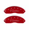 MGP Red Caliper Covers Front & Rear Set Cursive For 2003-2010 Cadillac XLR