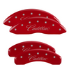 MGP Red Caliper Covers Front & Rear Set Cursive For 2007-2020 Cadillac Escalade
