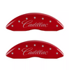 MGP Red Caliper Covers Front & Rear Set Cursive For 2007-2020 Cadillac Escalade