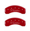 MGP Red Caliper Covers Front & Rear Set Cursive For 2007-2020 Cadillac Escalade