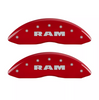 MGP Red Caliper Covers Front & Rear Set RAM Logo For 2019-2021 Ram 1500