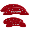 MGP Red Caliper Covers Front & Rear Set RAM Logo For 2019-2025 Ram 1500