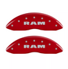 MGP Red Caliper Covers Front & Rear Set RAM Logo For 2019-2025 Ram 1500