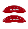MGP Red Caliper Covers Front & Rear Set RAM Head Logo For 2019-2025 Ram 1500