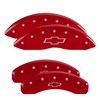 MGP Red Caliper Covers Front & Rear Set Bowtie For 15-20 Chevrolet Silverado Tahoe