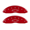 MGP Red Caliper Covers Front & Rear Set Bowtie For 15-20 Chevrolet Silverado Tahoe