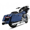 Rinehart 4" DBX40 Slip-On Chrome Exhaust Black End Caps For 95-16 Harley Touring