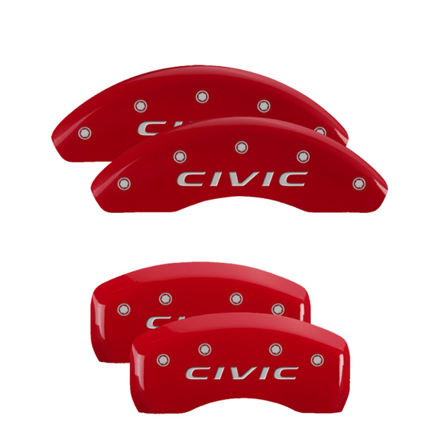 MGP Caliper Covers Set of 4 Red w/ Silver For 2022-2024 Honda Civic No ...